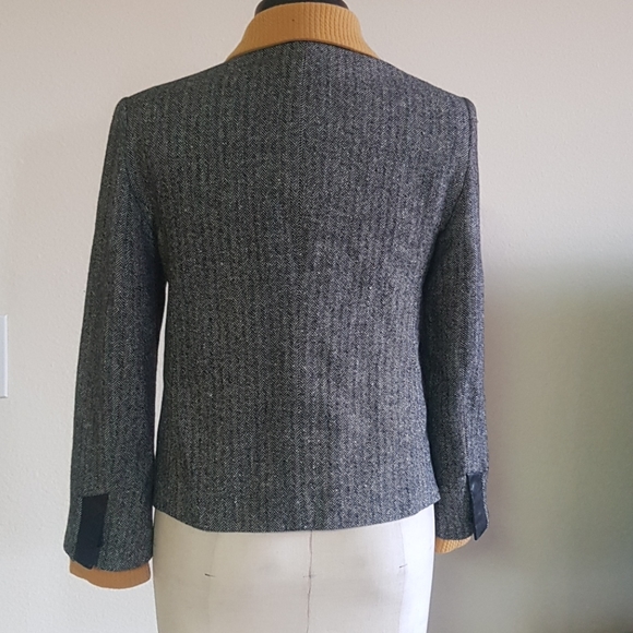 Anthracite Herringbone Wool Blend Blazer - Picture 4 of 9